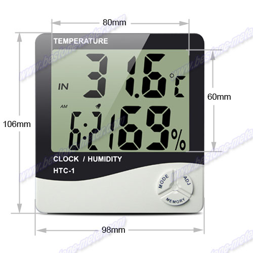 Thermo-Hygrometer with Clock and Calendar HTC-1(NEW)