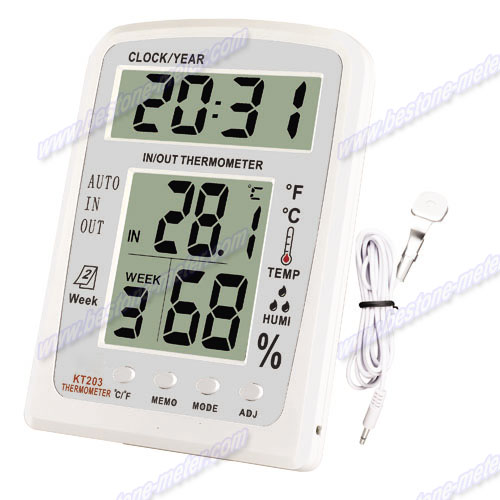 Thermo-Hygrometer with Clock & Calendar KT201,KT203